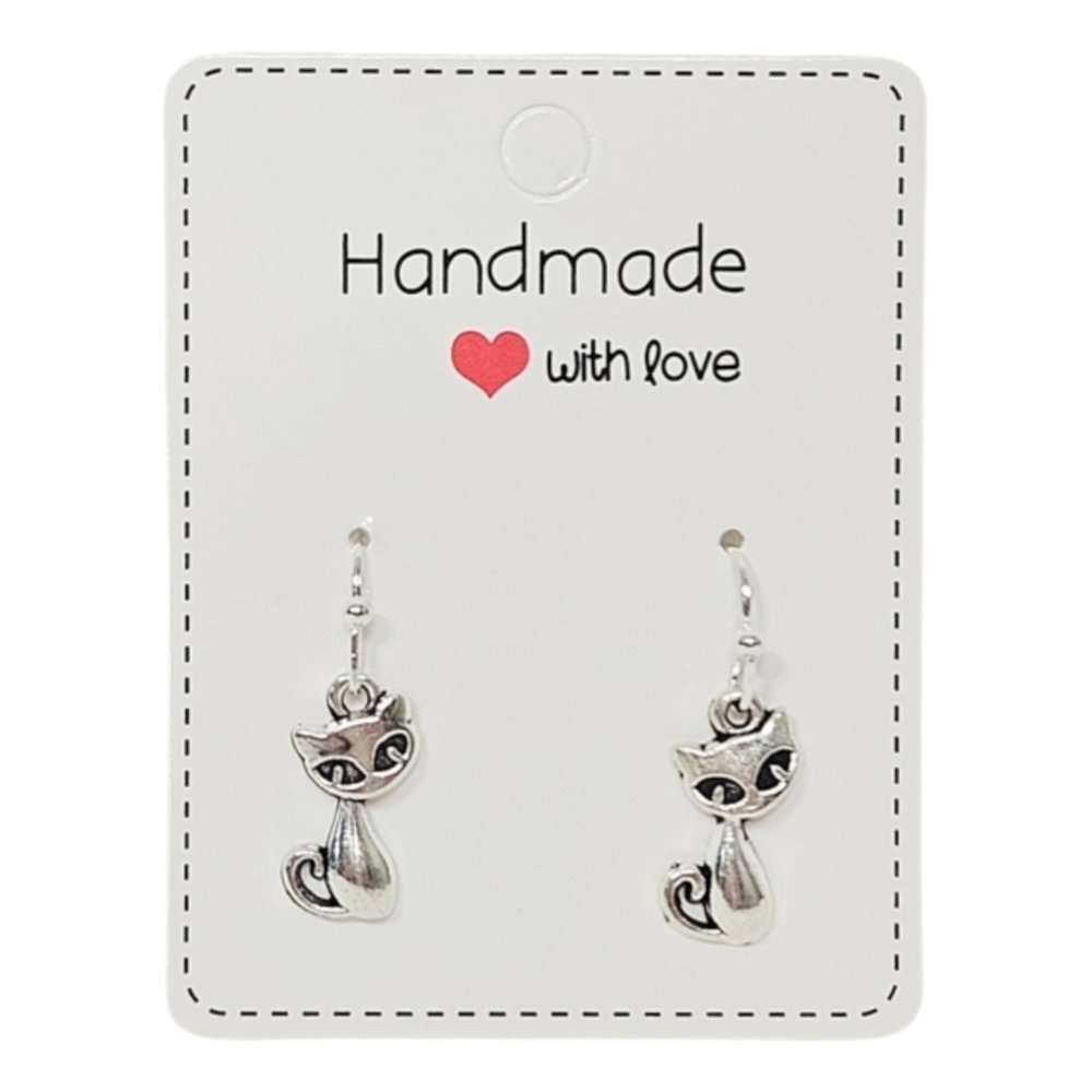 Silver Siamese Cat Dangle Earrings Cat Lover Gift Animal Jewelry - Picture 3 of 5